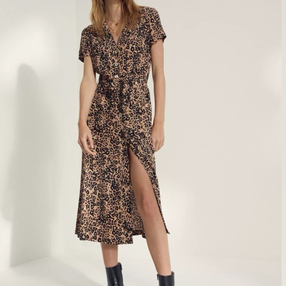 Aritzia Wilfred Leopard Shirt Dress Size XXS